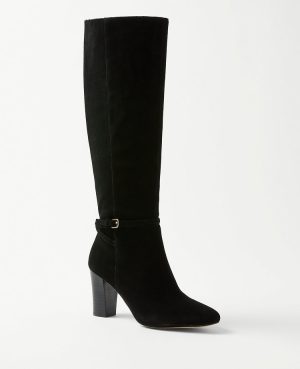 High Heel Suede Buckle Boots