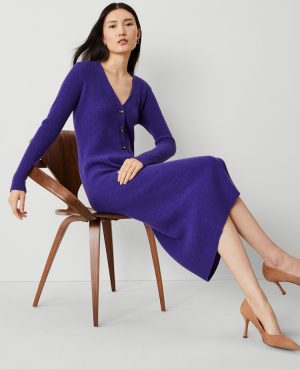 Cashmere Ribbed Cardigan Dress