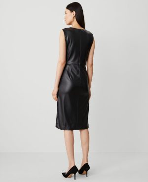 Petite Faux Leather Sheath Dress