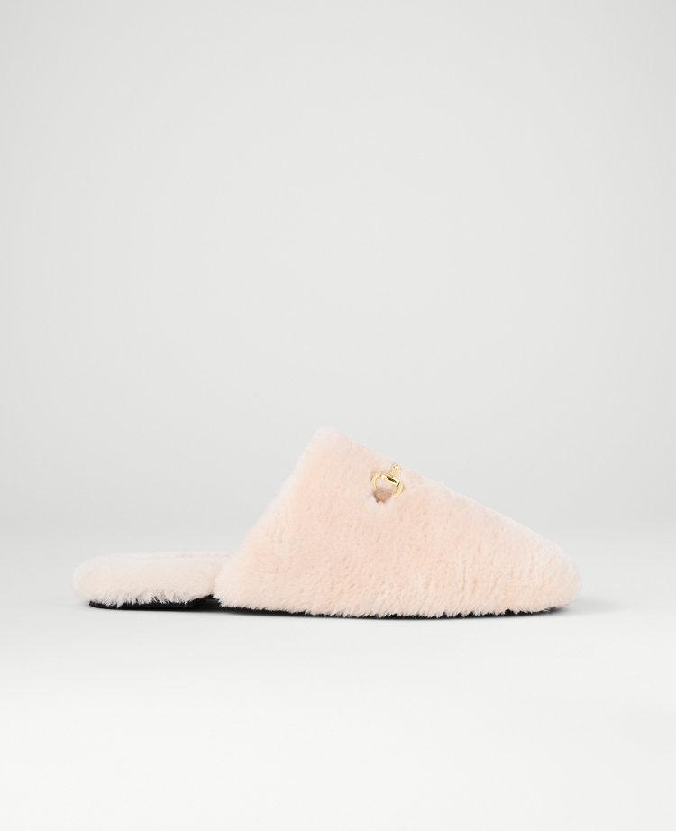 Weekend Collection Horsebit Fuzzy Slide Flat