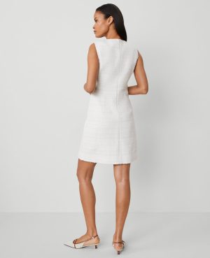 Tweed Button Shift Dress