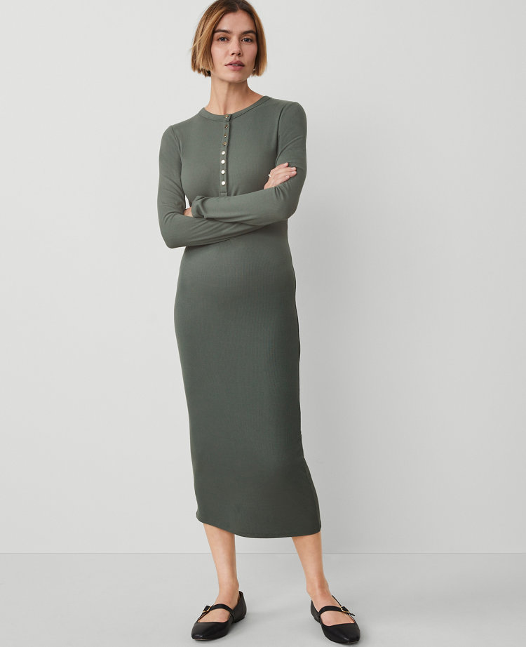 Petite Weekend Collection Henley Knit Column Dress