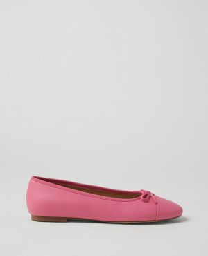 Weekend Collection Cap Toe Leather Ballet Flats