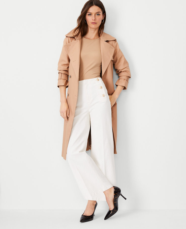 Petite Mariner High Rise Wide-Leg Crop Jeans in Ivory