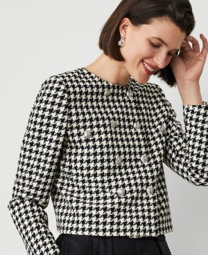 Petite Houndstooth Double Breasted Jacket