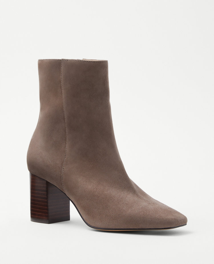 High Block Heel Suede Booties