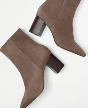 High Block Heel Suede Booties