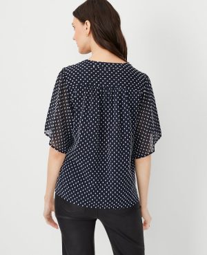 Petite Clip Shirred Split Neck Popover
