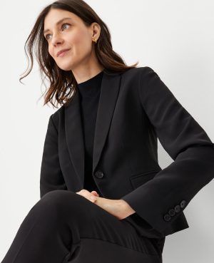 The Petite Shorter One Button Blazer in Fluid Crepe
