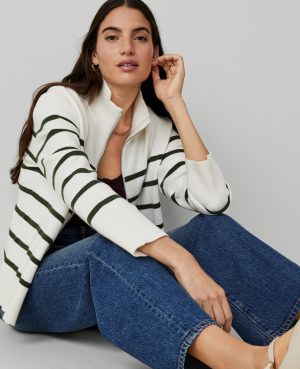 Striped Zip Sweater Jacket