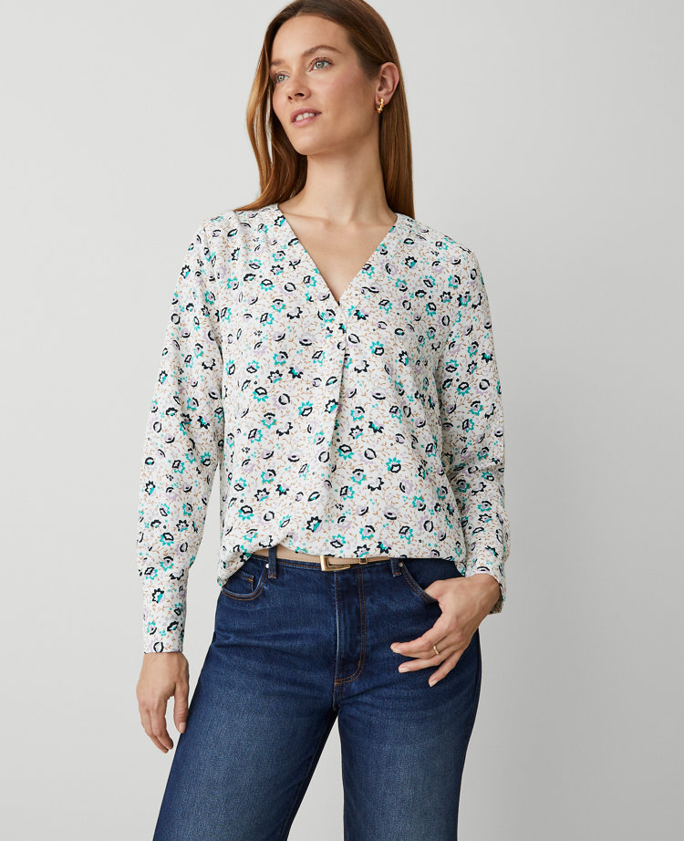 Mixed Media Pleat Front Top