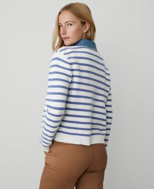 Weekend Collection Striped Denim Sweater Jacket
