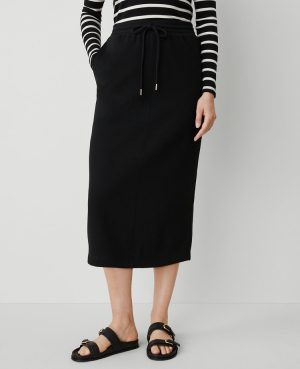 Weekend Collection Fleece Drawstring Midi Skirt