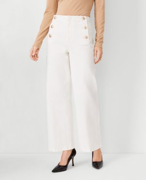 Mariner High Rise Wide-Leg Crop Jeans in Ivory