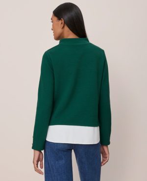 Mixed Media Mock Neck Top