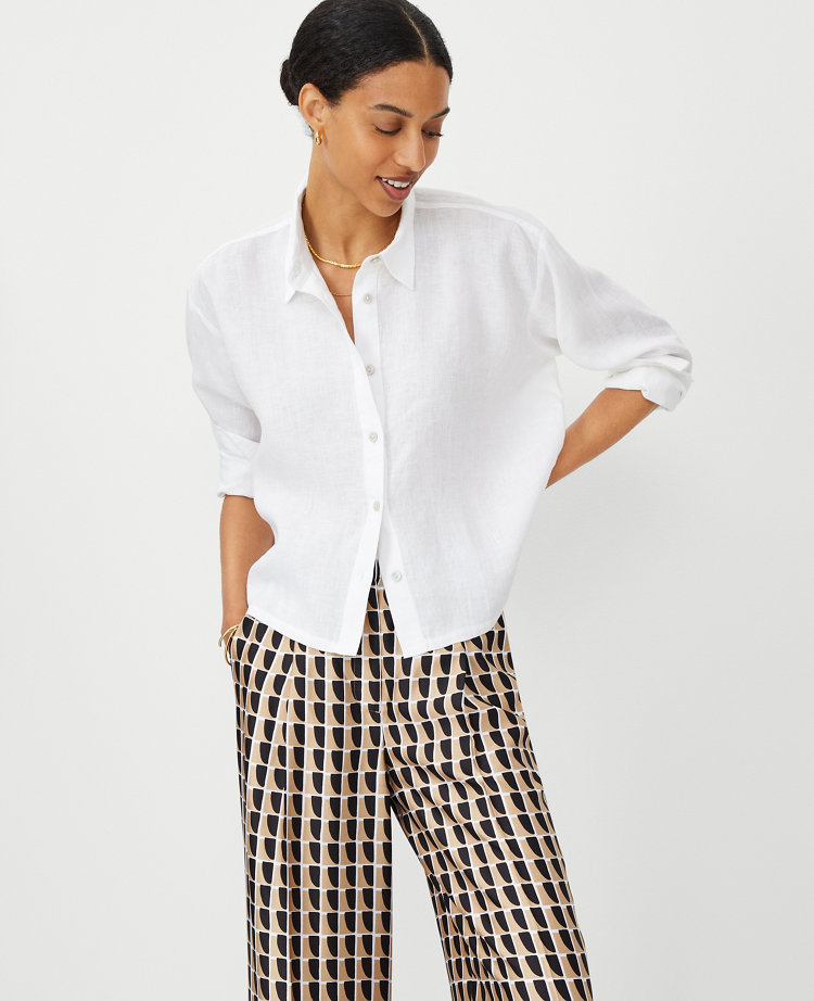Petite Cropped Linen Shirt