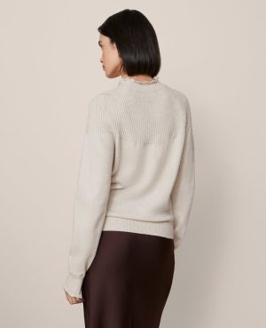 Ruffle Trimmed Mock Neck Sweater