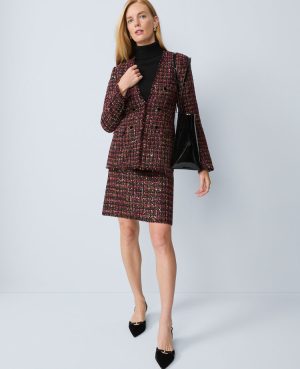 The Long V-Neck Sequin Tweed Jacket