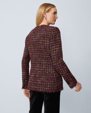 The Long V-Neck Jacket in Tweed