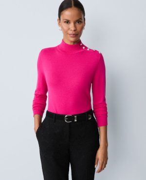 Button Turtleneck Sweater