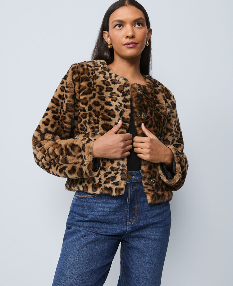 Weekend Collection Faux Fur Animal Print Jacket