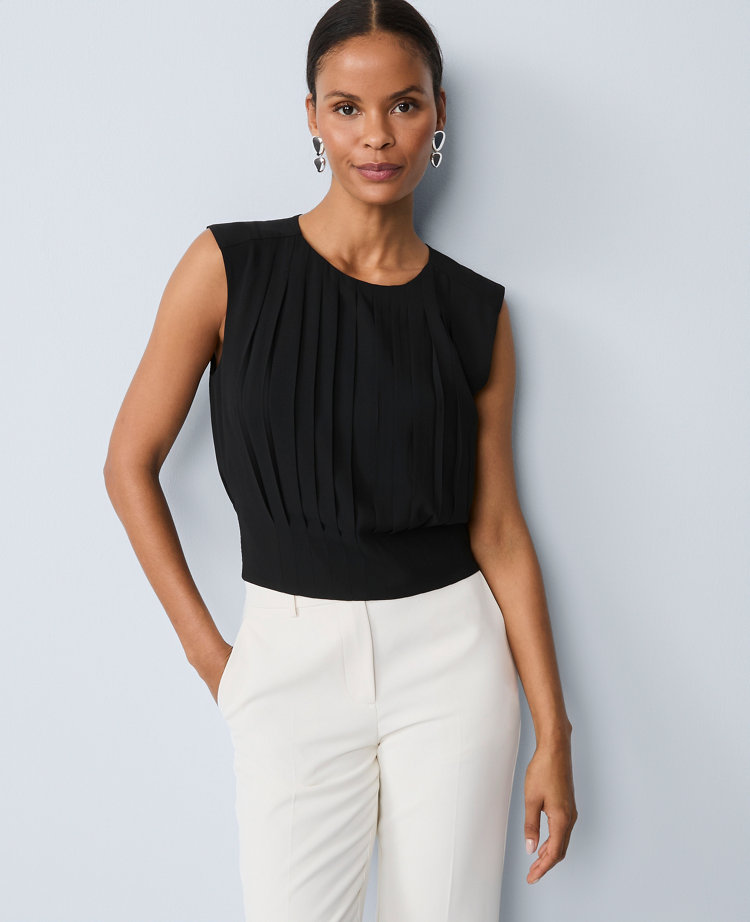 Pleated Satin Tank Top