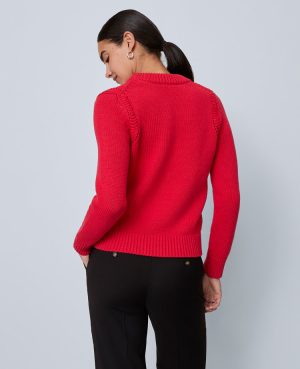 Petite Shoulder Detail Crew Neck Sweater