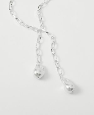 Double Pearl Lariat Necklace