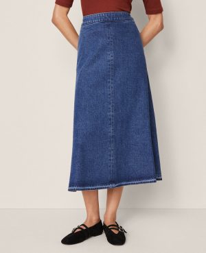 Petite Weekend Collection Pull On Denim Skirt