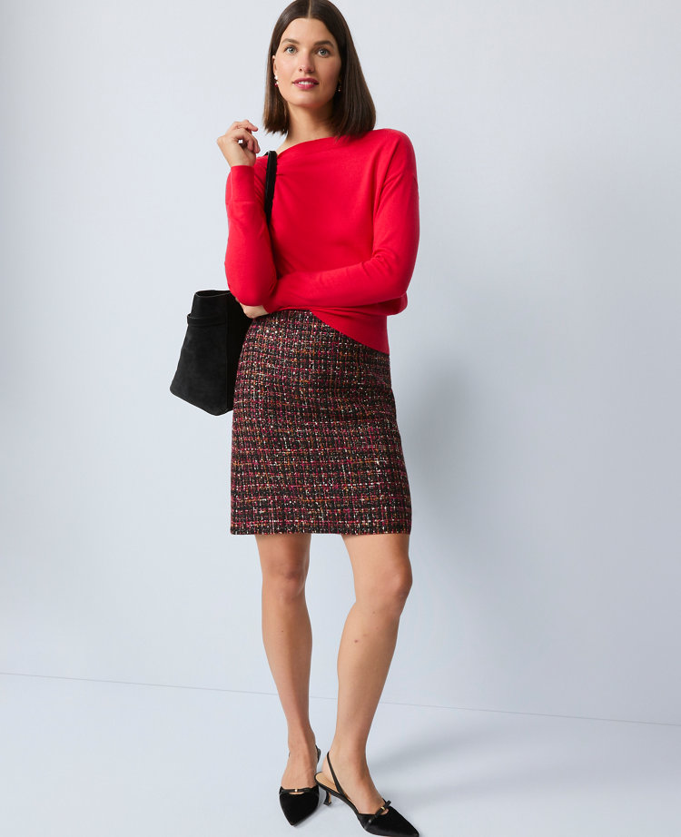 Sequin Tweed A-Line Skirt
