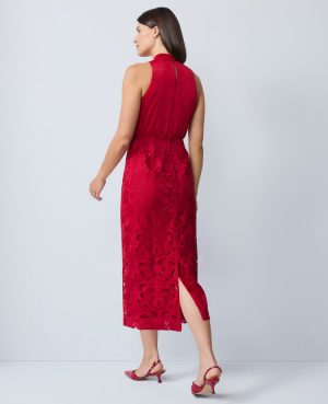 Mixed Media Halter Sheath Dress