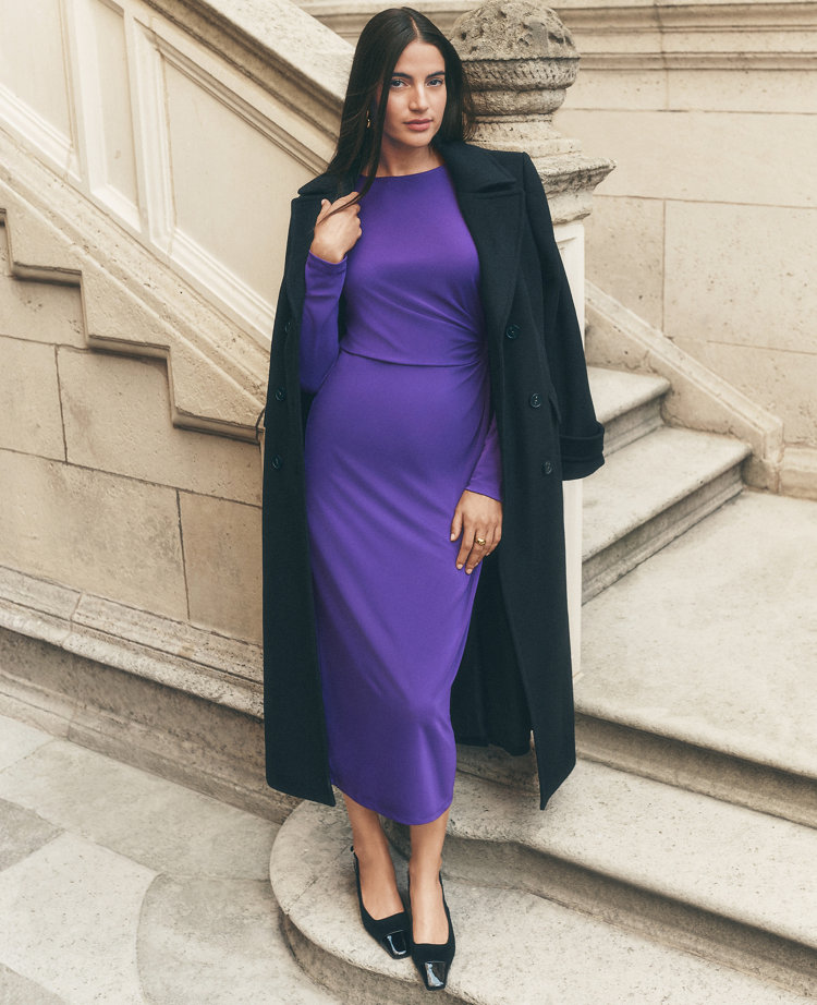 Petite Fitted Double Breasted Long Coat