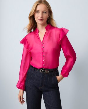 Petite Ruffle Trim Blouse
