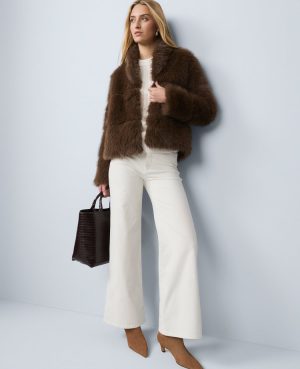 Petite Weekend Collection Faux Fur Short Jacket
