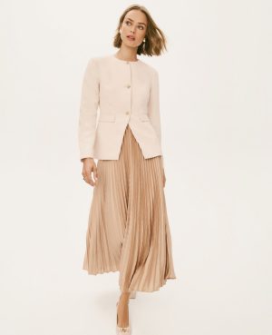 Satin Pleated Midi Skirt