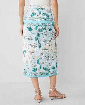 Map Print Wrap Skirt