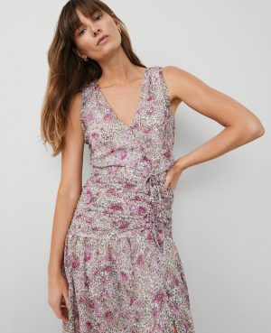 Petite Floral Ruched Flare Dress