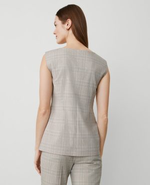 Petite Plaid Square Neck Vest
