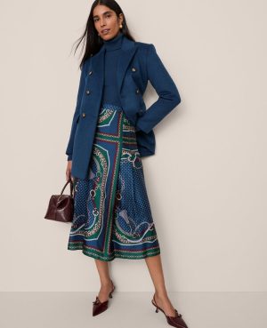 Chain Link Satin Wrap Midi Skirt