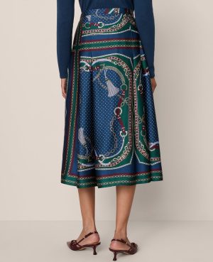 Chain Link Satin Wrap Midi Skirt