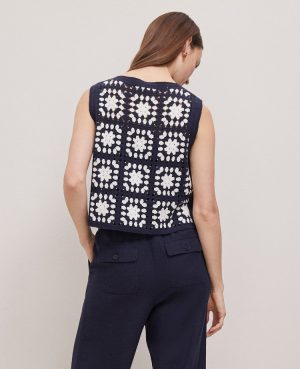 Petite Weekend Collection Geo Crochet Sweater Shell