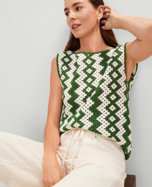 Petite Geo Crochet Sweater Shell