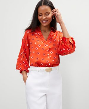 Petite Geo Blouson Sleeve Shirt