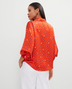 Petite Geo Blouson Sleeve Shirt