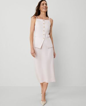 Petite Sateen Column Midi Skirt