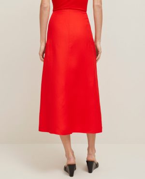 Petite Linen-Blend Button Front Skirt