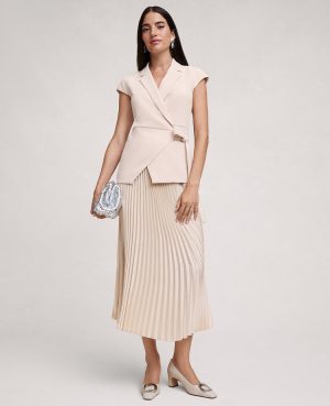 Crepe Blazer Wrap Midi Dress