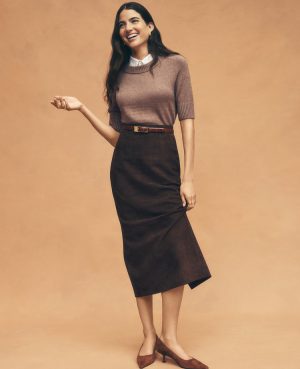 Studio Collection Seamed Pencil Skirt in Suede