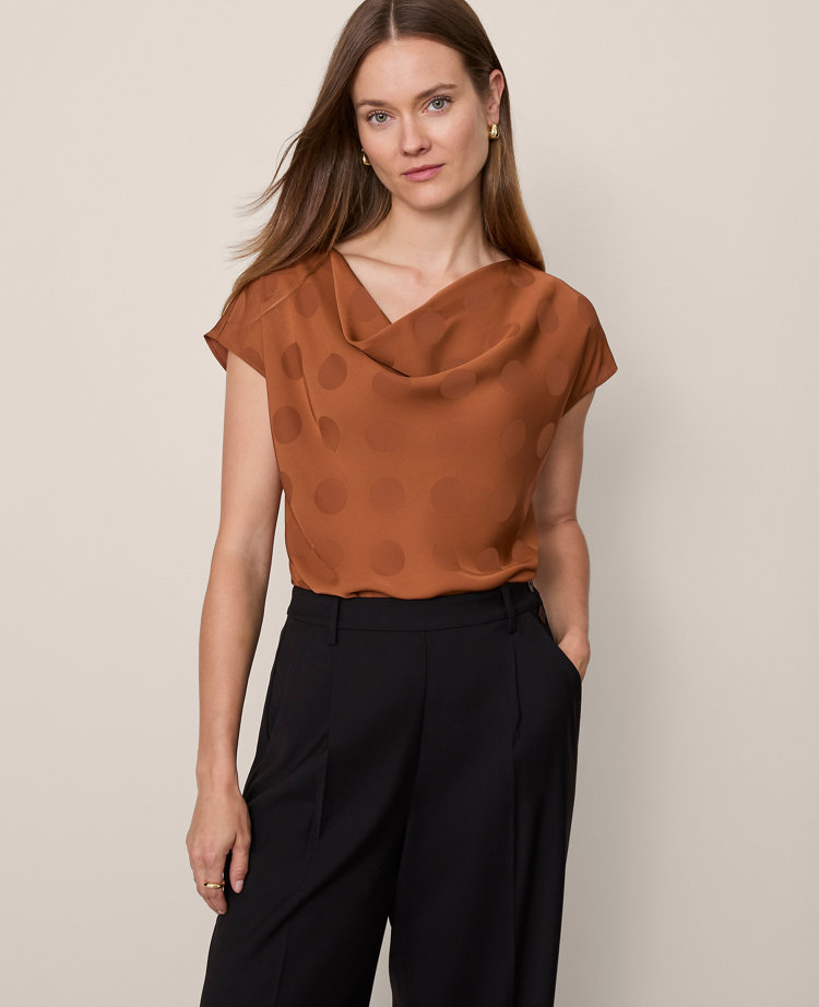 Dotted Cowl Neck Top