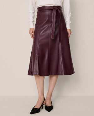 Belted Faux Leather Skirt